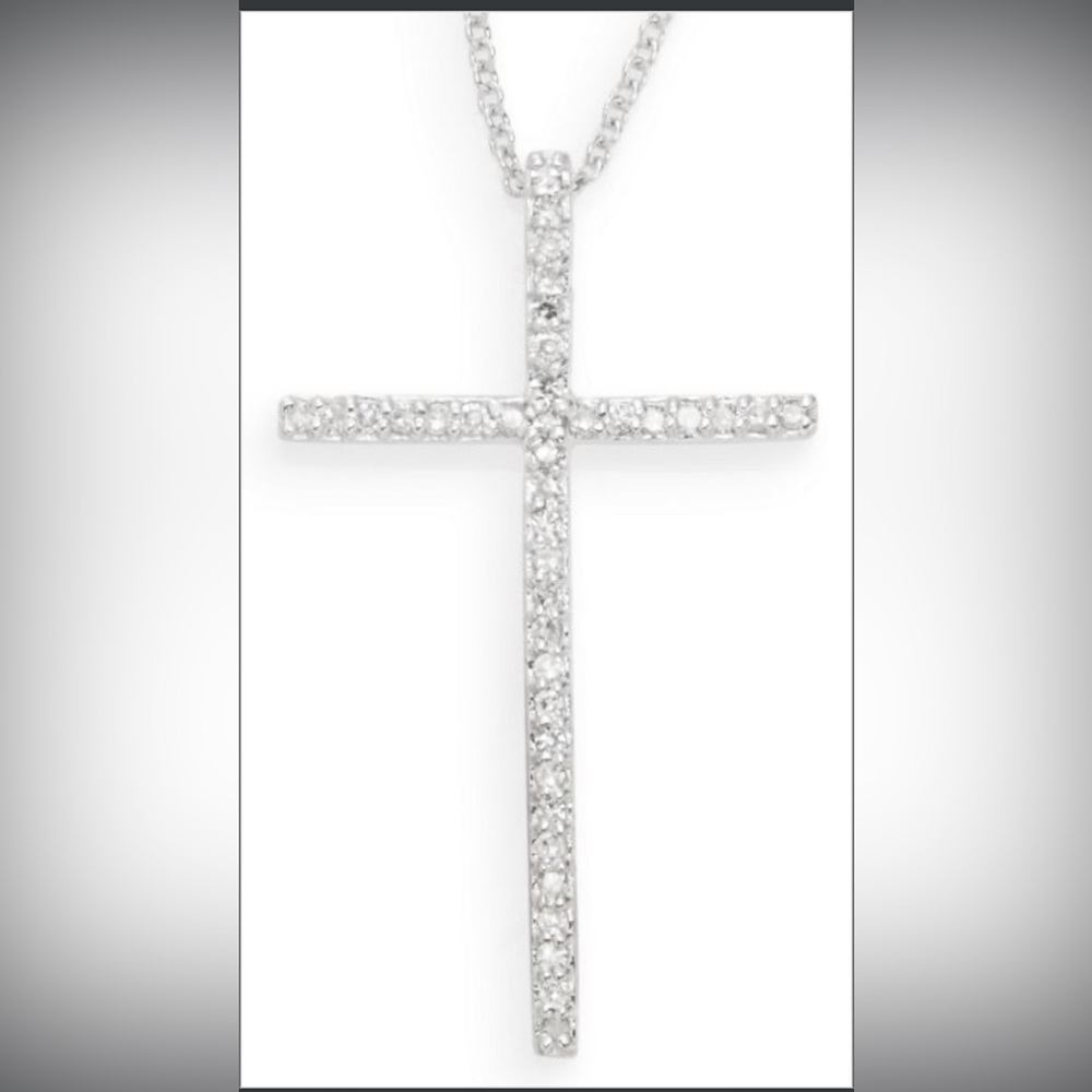 EFFY Diamond & 14K White Gold Cross Pendant Necklace